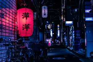 Traditional Japanese Neon Signage In Tokyo, Japan Wallpaper