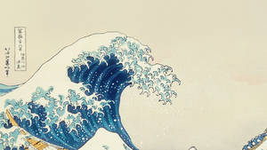 Traditional Japanese Wave Aesthetic Art Desktop Wallpaper
