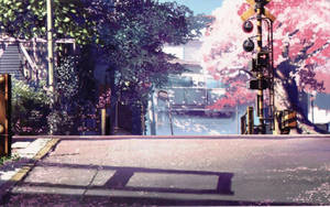Traffic Light Anime Scenery Wallpaper