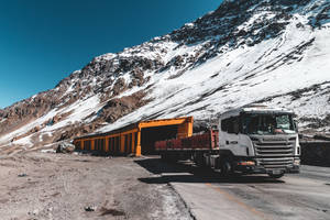 Trailer Truck At Andes Mountain Wallpaper