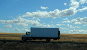 Trailer Truck Parked Grass Field Wallpaper