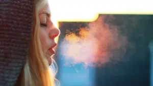 Tranquil Woman Practicing Deep Breathing Wallpaper