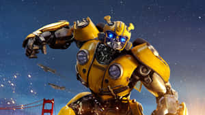 Transformers Bumblebee Punching An Enemy Wallpaper