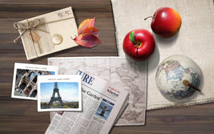 Travel, Apple, Drawings, Photographs, Table Wallpaper