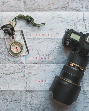 Travel, Map, Compass, Camera Wallpaper
