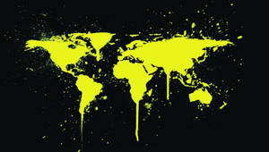 Trending Yellow World Map Painted Art Wallpaper