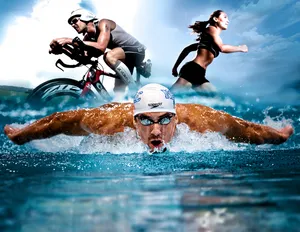 Triathlete In Action - Epic Race Against Time Wallpaper