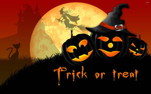 Trick Or Treat Three Pumpkin Hats Wallpaper