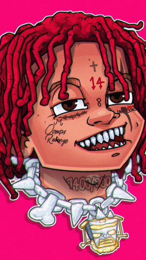 Trippie Redd Cartoon Close-up Wallpaper