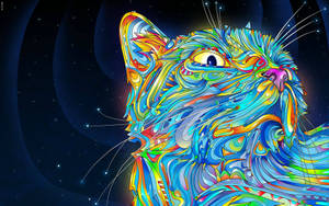 Trippy Colorful Cat Wallpaper