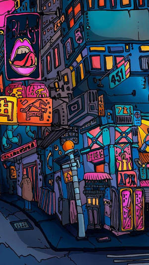 Trippy Dope Sidewalk Graphic Art Wallpaper