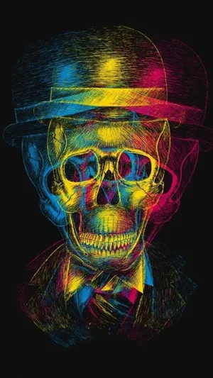 Trippy Dope Skull With Hat Wallpaper