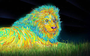 Trippy Glowing Lion Wallpaper