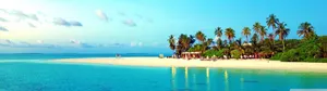 Tropical Beach Resort Dual Screen Monitor Wallpaper