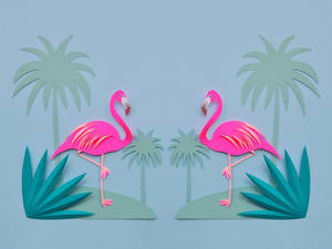 Tropical Flamingo Artwork Wallpaper