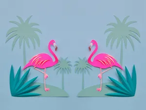 Tropical Flamingo Artwork Wallpaper