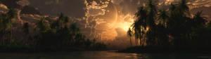 Tropical Island Dual Monitor Wallpaper