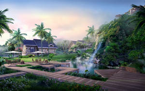 Tropical Resort Laptop Desktop Wallpaper