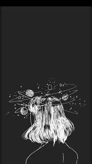 Tumblr Aesthetic Girl Line Art Wallpaper