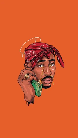 Tupac Orange Pop Art Wallpaper