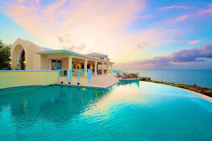 Turks And Caicos Mansion Pool Wallpaper