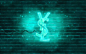 Turquoise Ysl Neon Lighting Wallpaper