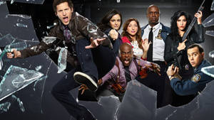 Tv 4k Brooklyn Nine Nine Characters Broken Glass Wallpaper