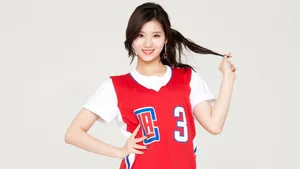 Twice Sana In Jersey Wallpaper