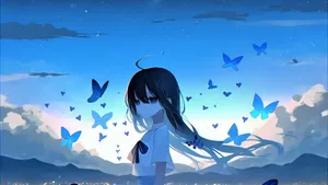 Twilight Butterfly Anime Girl Wallpaper