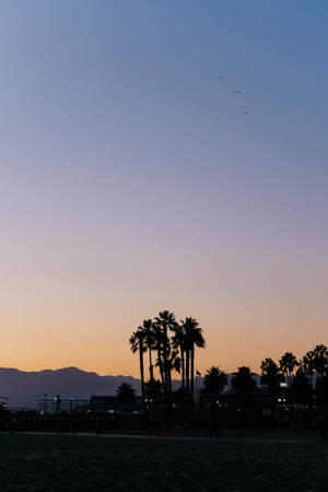 Twilight Sky On Santa Monica Wallpaper