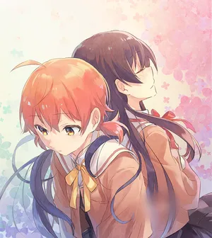 Two Anime Girls Are Standing Next To Each Other Wallpaper