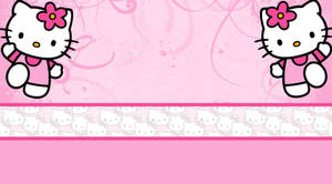 Two Hello Kitty In Pink Background Wallpaper