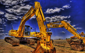 Two Huge Construction Excavators Wallpaper