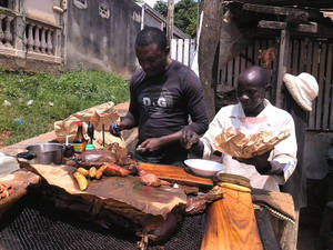 Two Natives In Cameroon Cooking Cuisines Wallpaper