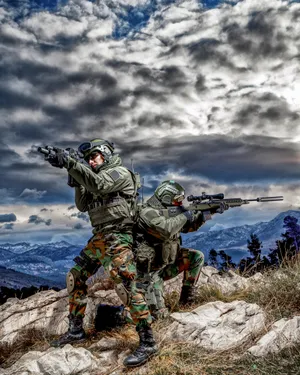 Two Soldiers With Guns Wallpaper