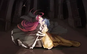 Two Vampire-bitten Anime Girls, Unraveling The Darkest Secrets Wallpaper