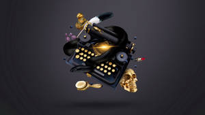 Typewriter, Skull, Witch, Snake, Ink Wallpaper