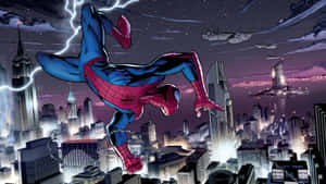 Ultimate Spider-man Swinging Through The City Wallpaper