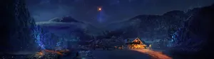 Ultra-wide Fantasy Art Winter Night Wallpaper