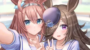 Uma Musume Pretty Derby Bourbon And Shower Wallpaper