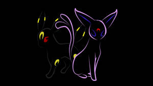 Umbreon And Espeon Neon Colors Wallpaper