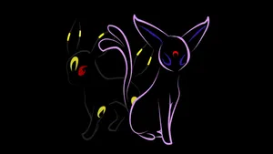 Umbreon And Espeon Neon Colors Wallpaper
