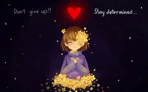 Undertale Frisk With Flowers Wallpaper