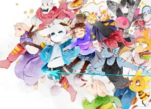 Undertale Fritz And Others Jumping Wallpaper