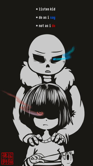 Undertale Fritz And Sans Dark Artwork Wallpaper