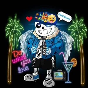 Undertale Sans And Neon Lights Wallpaper