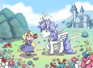 Unicorn And Princess Wallpaper