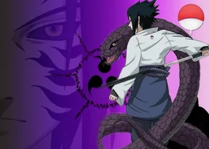Unleash The Team 7 Sasuke Of Ultimate Power, Decked In An Exotic Purple Lightning-shrouded Design Wallpaper