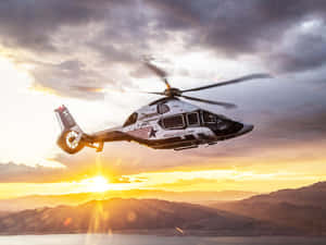 Up Close View Of Fenestron Helicopter At Sunset Wallpaper