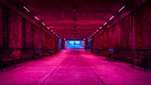 Urban Tunnelwith Pink Lighting Wallpaper